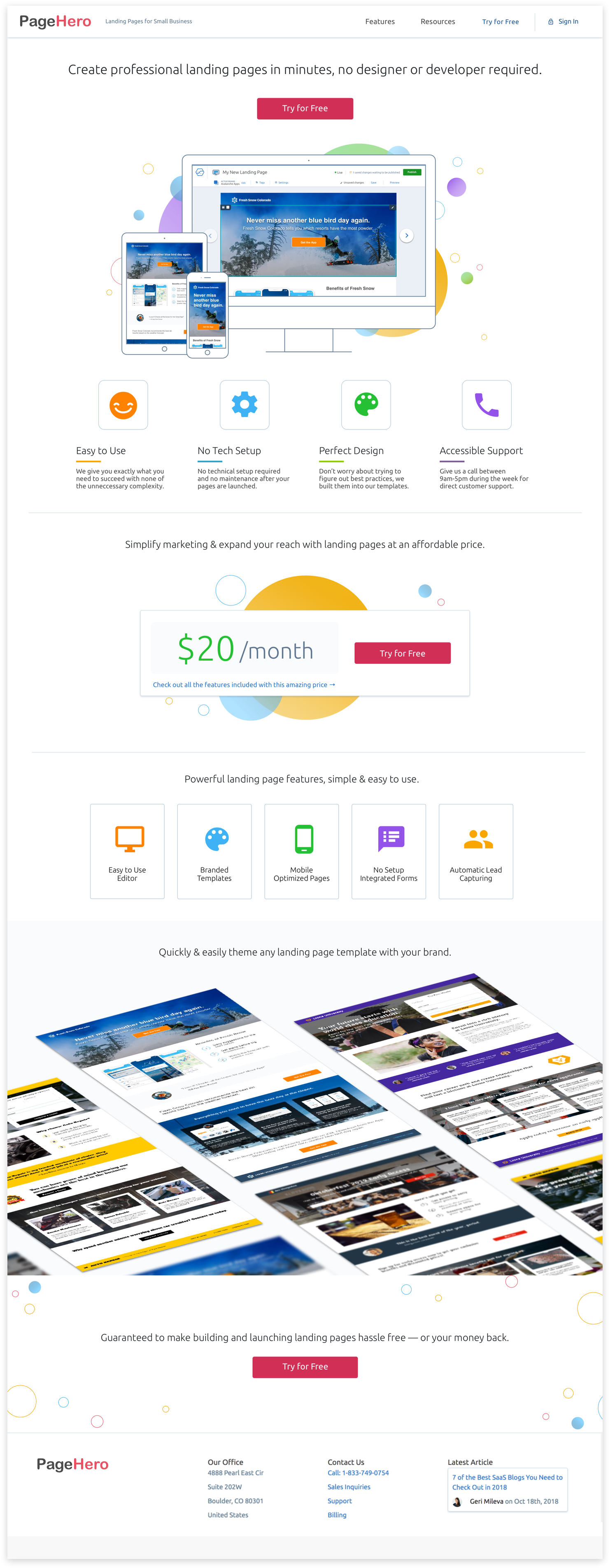 PageHero marketing website snapshot