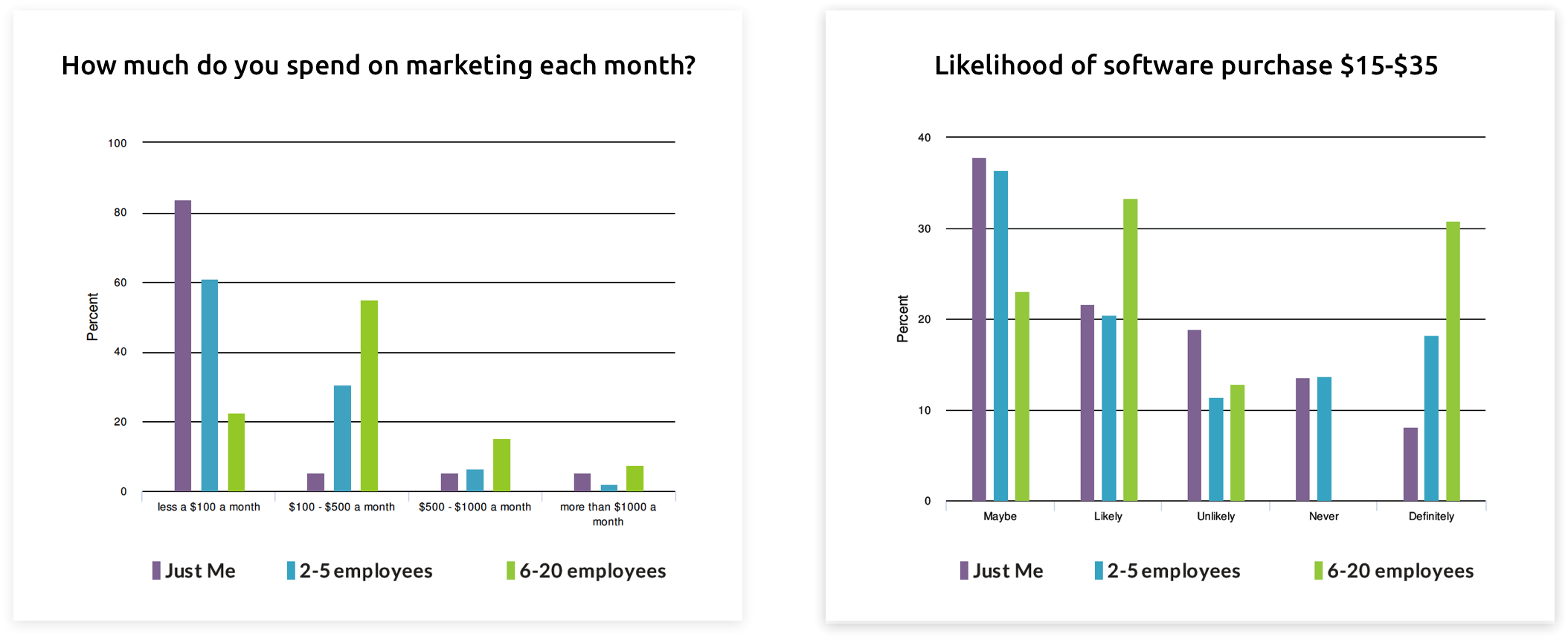 survey results for money spent by business owners on marketing